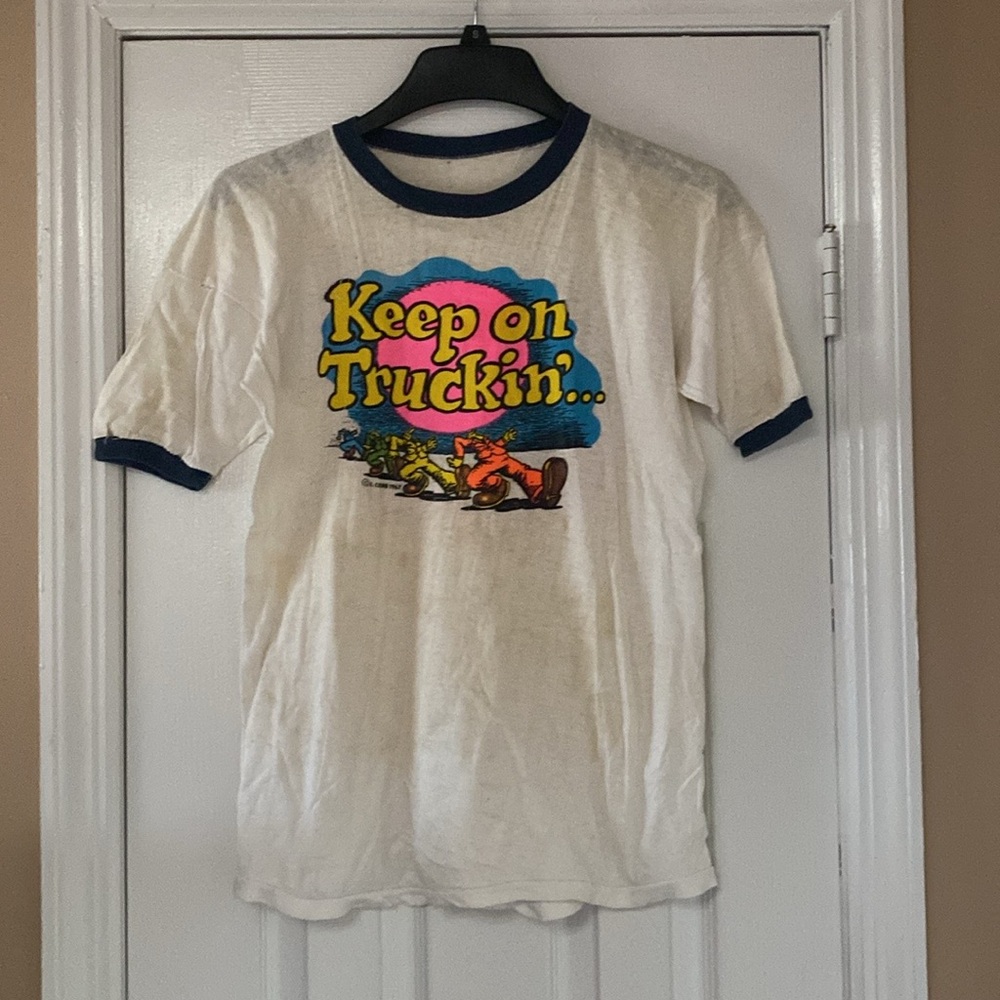 VTG 60’s R Crumb  Keep On Truckin’ Graphic T Shirt Ringer Tee